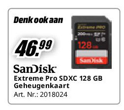 Extreme Pro SDXC 128 GB Geheugenkaart