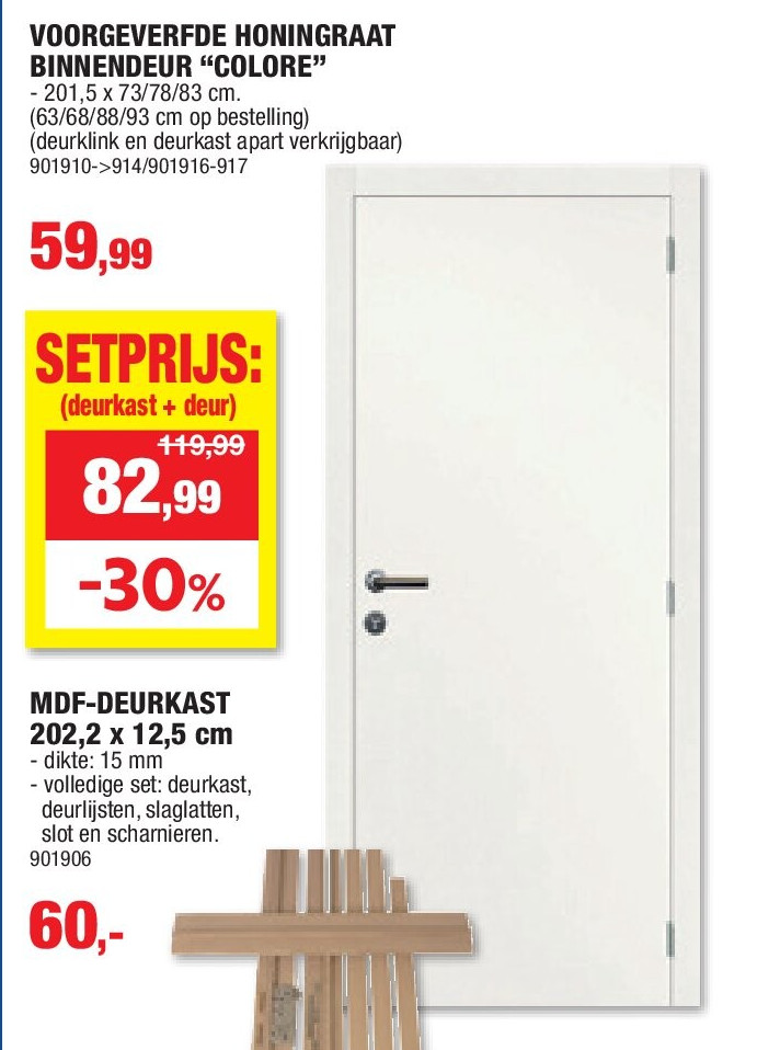 VOORGEVERFDE HONINGRAAT BINNENDEUR “COLORE”