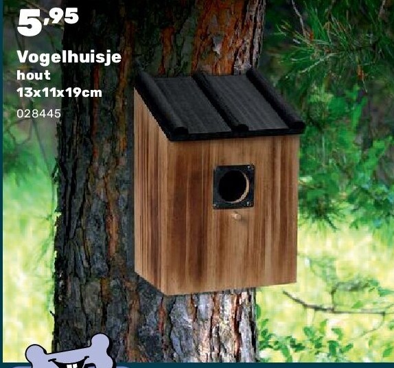 Vogelhuisje hout 13x11x19cm