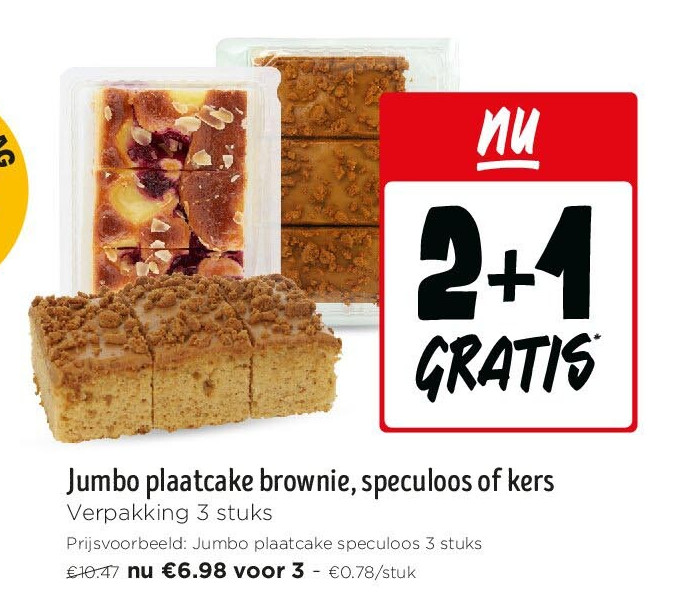 Jumbo plaatcake brownie, speculoos of kers