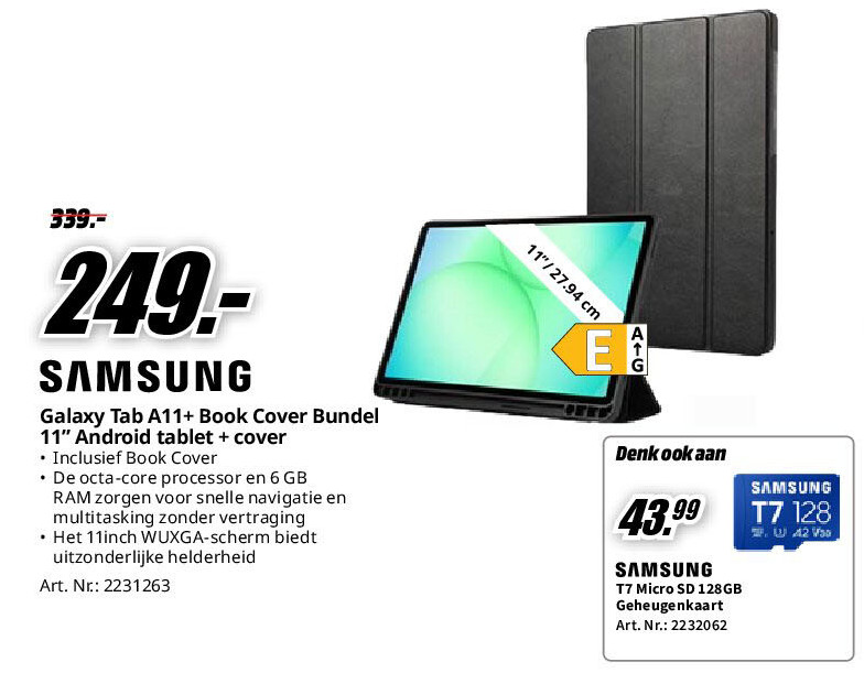 Samsung Galaxy Tab A11+ Book Cover Bundel 11” Android tablet + cover