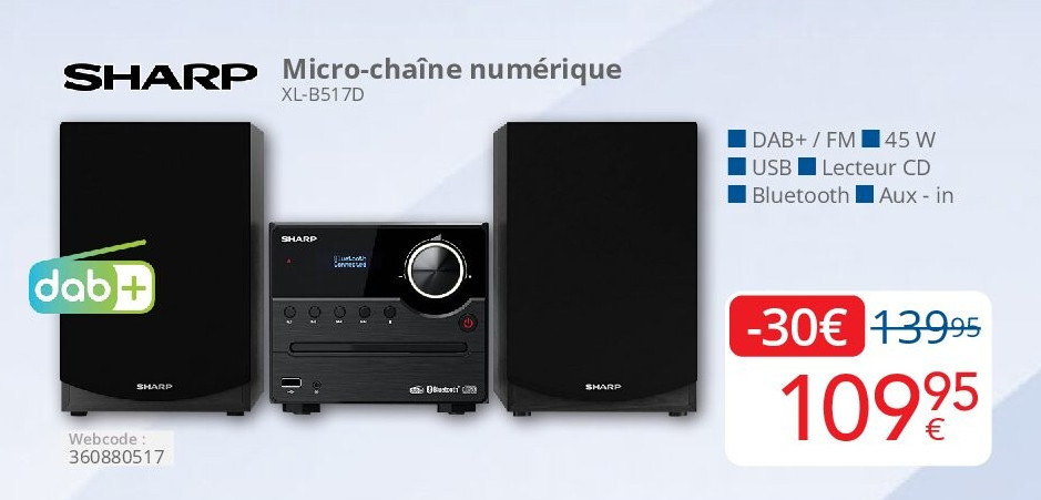 Sharp Micro-chaîne numérique XL-B517D