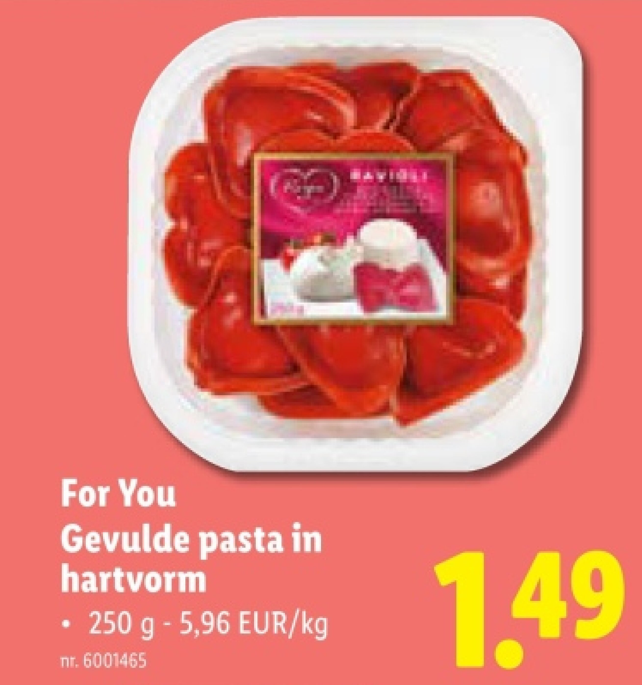 Gevulde pasta in hartvorm