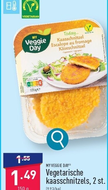 Vegetarische kaasschnitzels, 2st.