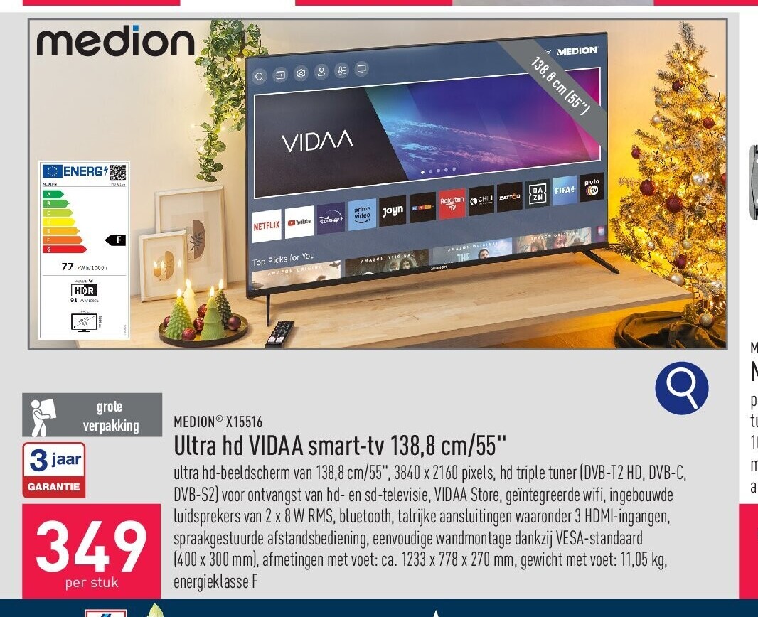 Ultra hd VIDAA smart-tv 138,8 cm/55"