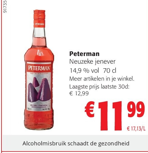 Peterman Neuzeke jenever 14,9 % vol 70 cl
