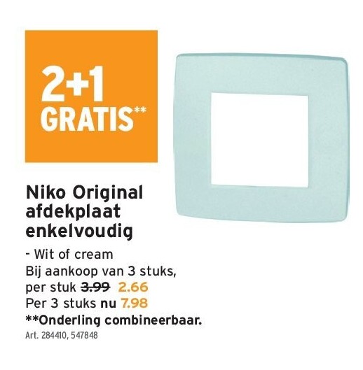 Niko Original afdekplaat enkelvoudig