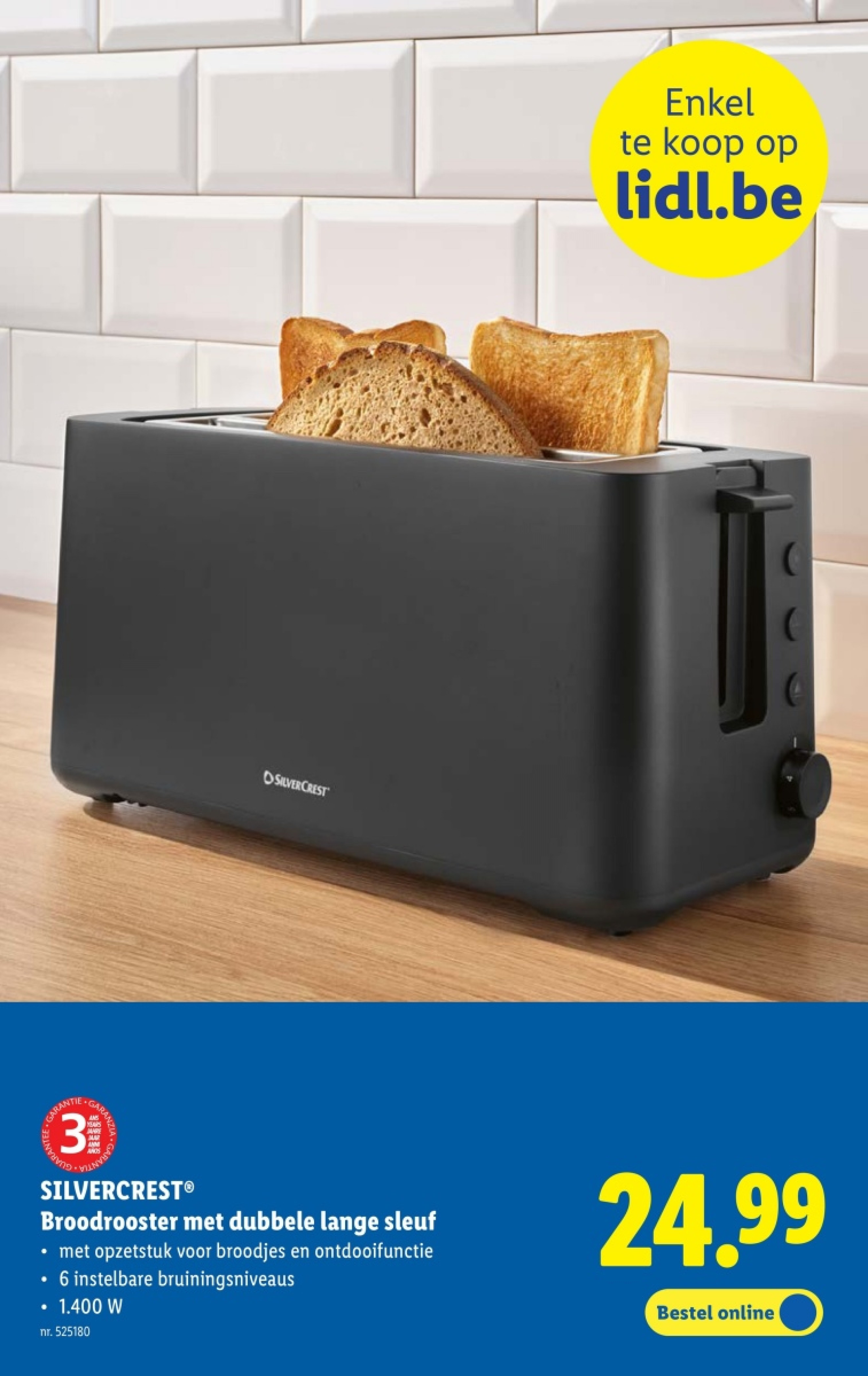 Broodrooster met dubbele lange sleuf