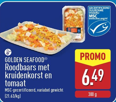 Roodbaars met kruidenkorst en tomaat