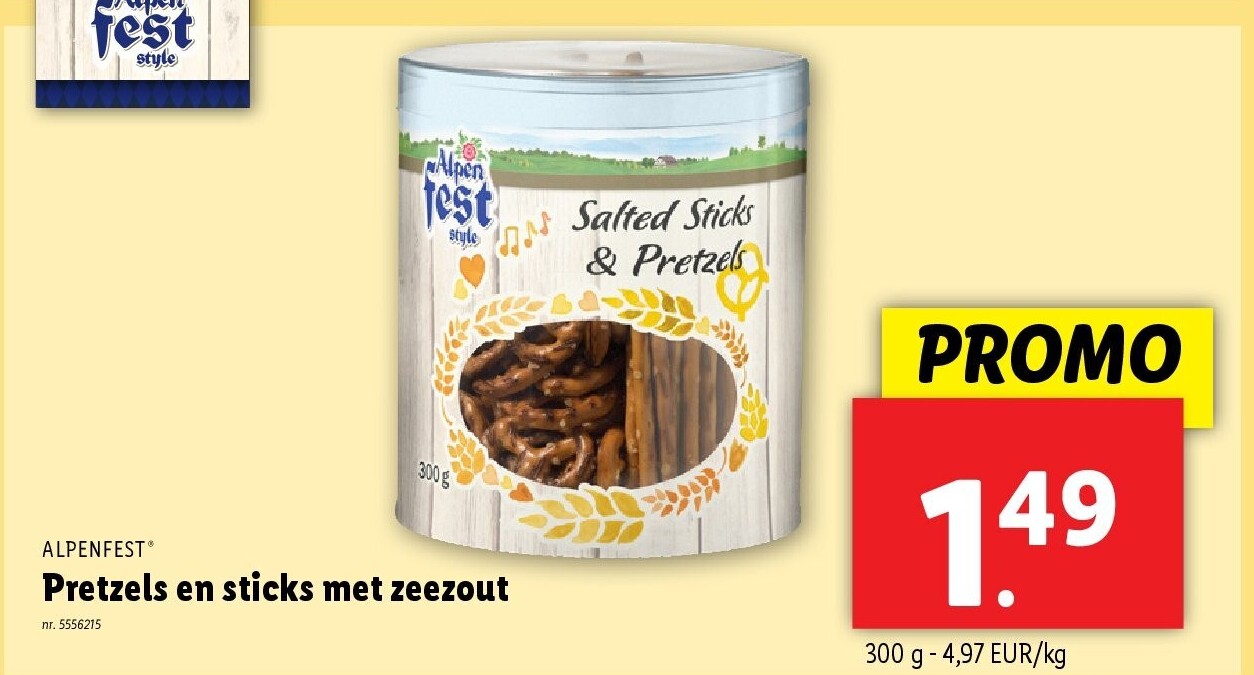 Pretzels en sticks met zeezout