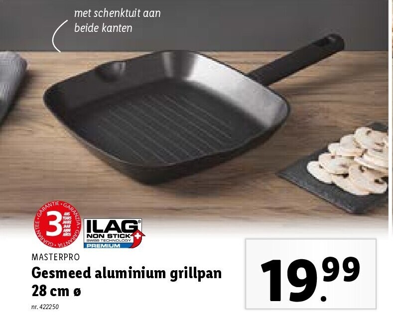 Gesmeed aluminium grillpan 28 cm ø