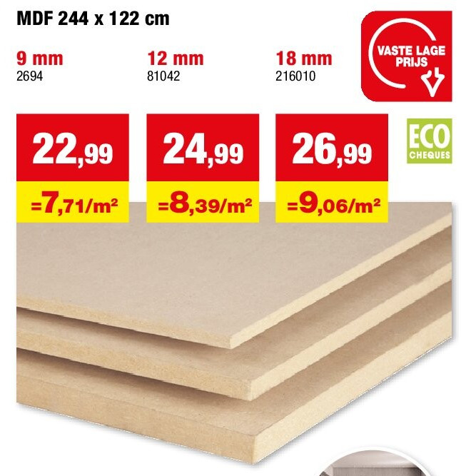 MDF 244 x 122 cm 9 mm