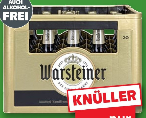 Warsteiner Premium Pilsener, auch alkoholfrei, Kasten 20 x 0,5-l-Flasche