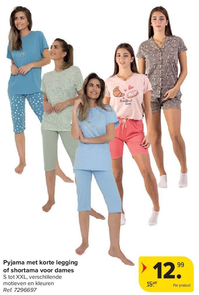 Pyjama met korte legging of shortama voor dames