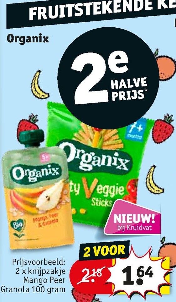 2 x knijpzakje Mango Peer Granola 100 gram