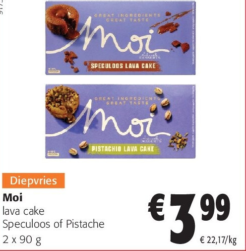 Moi lava cake Speculoos of Pistache 2 x 90 g