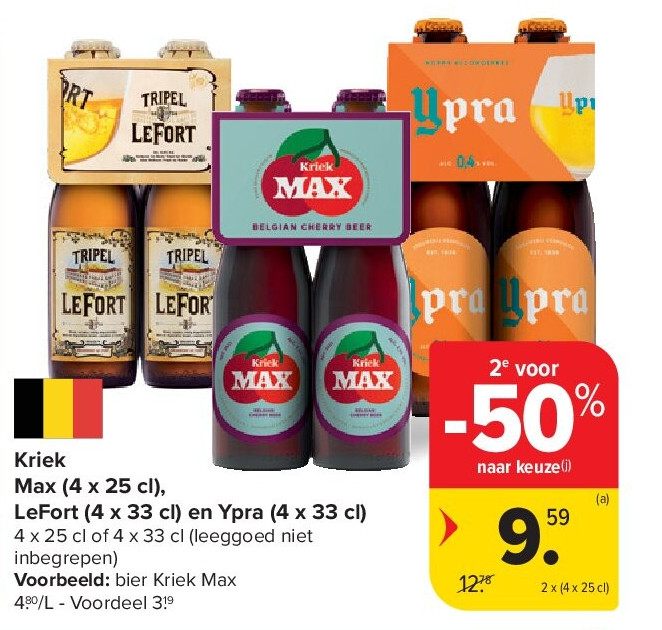 Kriek Max (4 x 25 cl), LeFort (4 x 33 cl) en Ypra (4 x 33 cl)