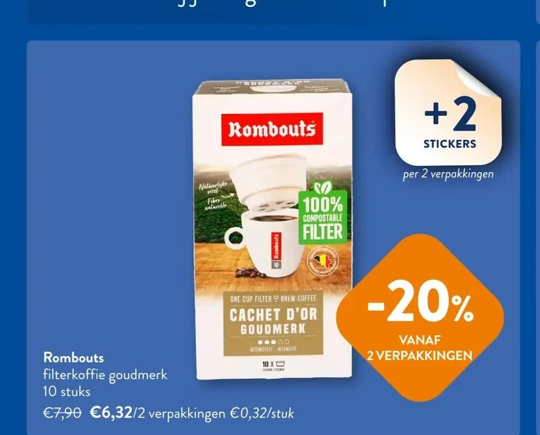Rombouts filterkoffie goudmerk 10 stuks