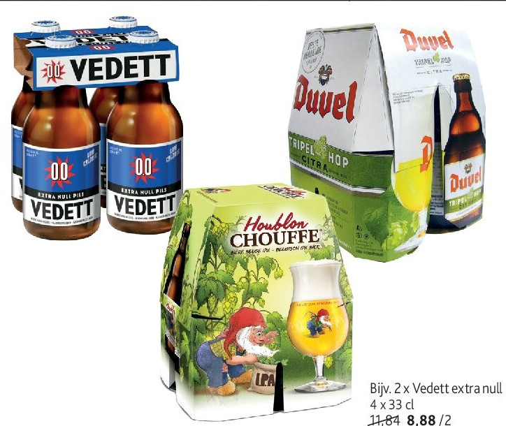 Pils Vedett extra null 0,0%, Tripel Hop Duvel or Bier Houblon La Chouffe IPA