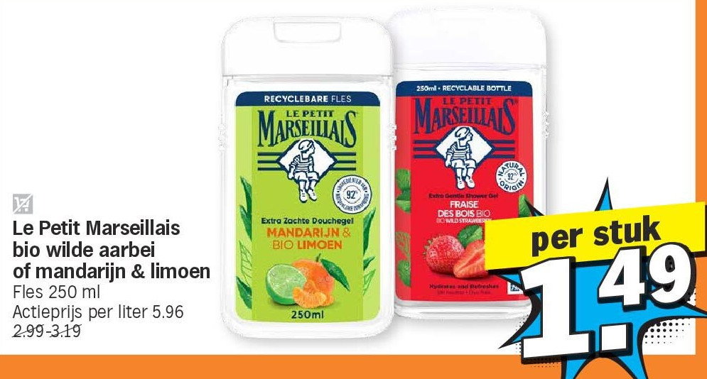 Le Petit Marseillais bio wilde aarbei of mandarijn & limoen