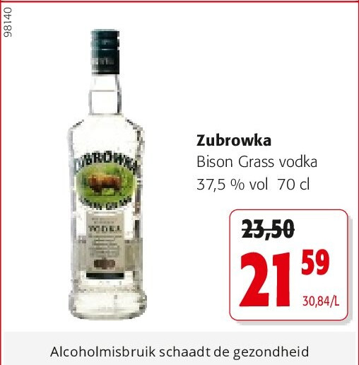 Zubrowka Bison Grass vodka 37,5 % vol 70 cl