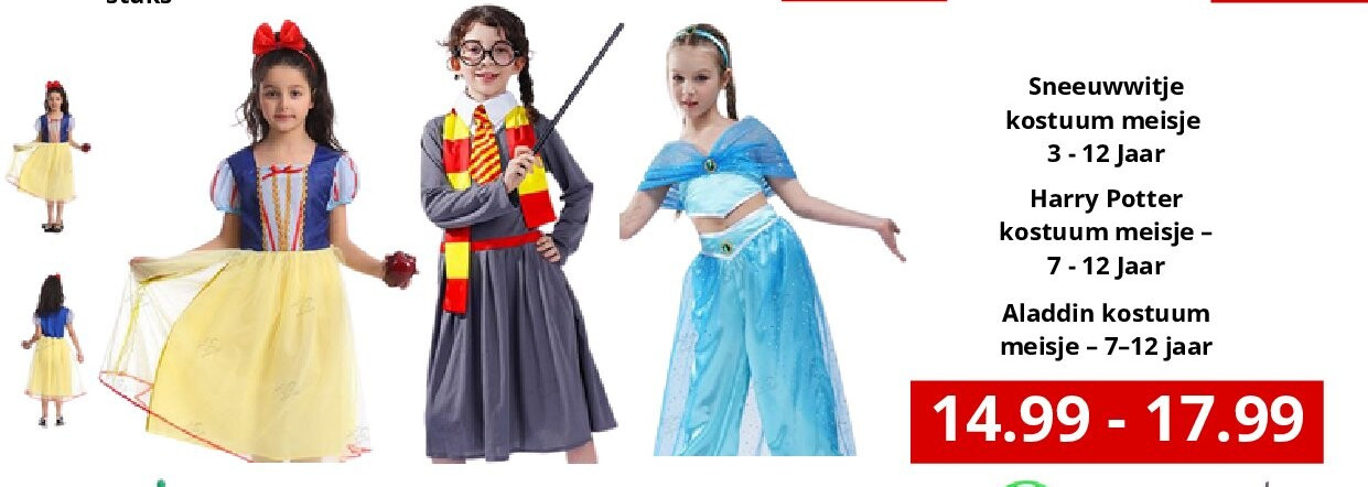 Sneeuwwitje kostuum meisje 3 - 12 Jaar