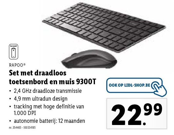 Set met draadloos toetsenbord en muis 9300T