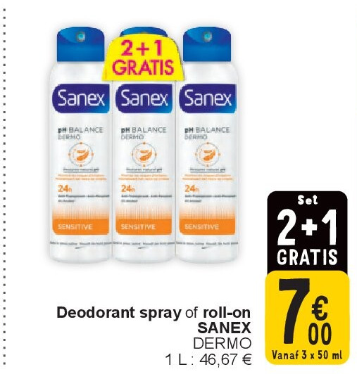 Deodorant spray of roll-on SANEX