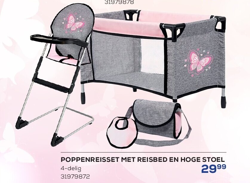 POPPENREISSET MET REISBED EN HOGE STOEL