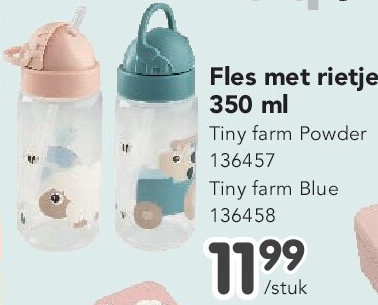 Fles met rietje 350 ml Tiny farm Powder 136457 Tiny farm Blue 136458