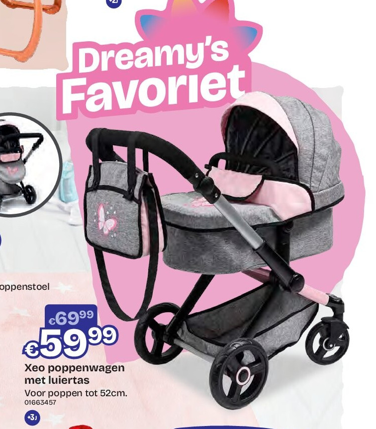 Xeo poppenwagen met luiertas