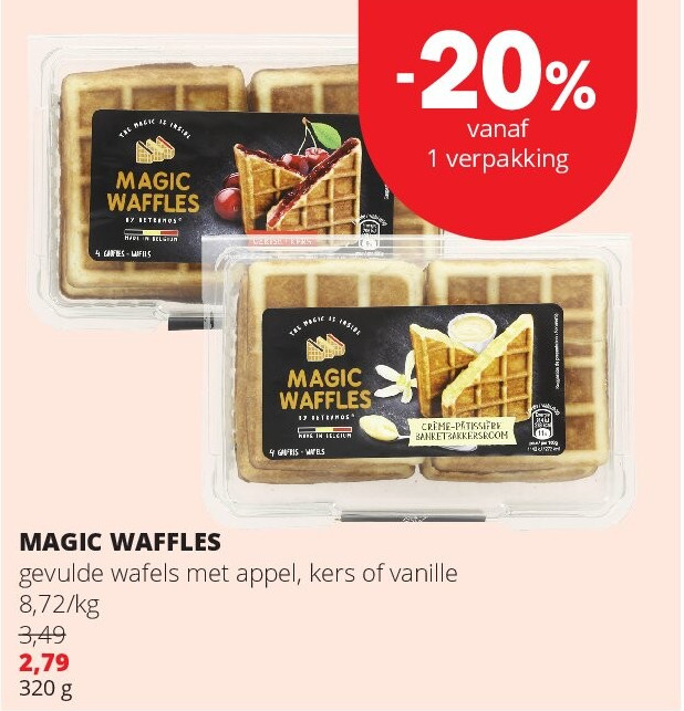 MAGIC WAFFLES gevulde wafels met appel, kers of vanille