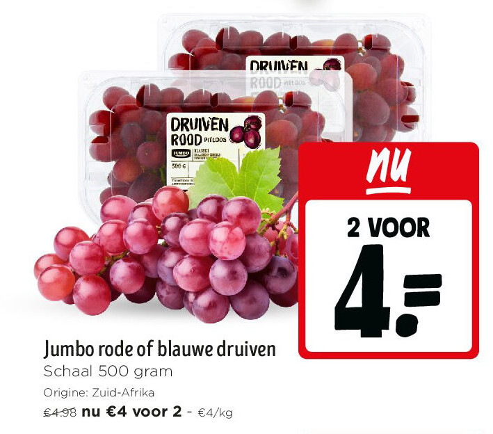 Jumbo rode of blauwe druiven