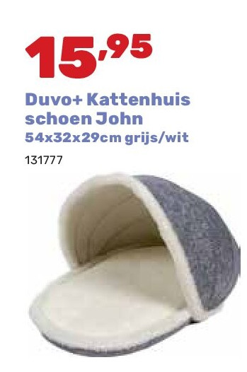 Duvo+ Kattenhuis schoen John 54x32x29cm grijs/wit