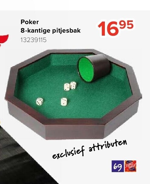 Poker 8-kantige pitjesbak