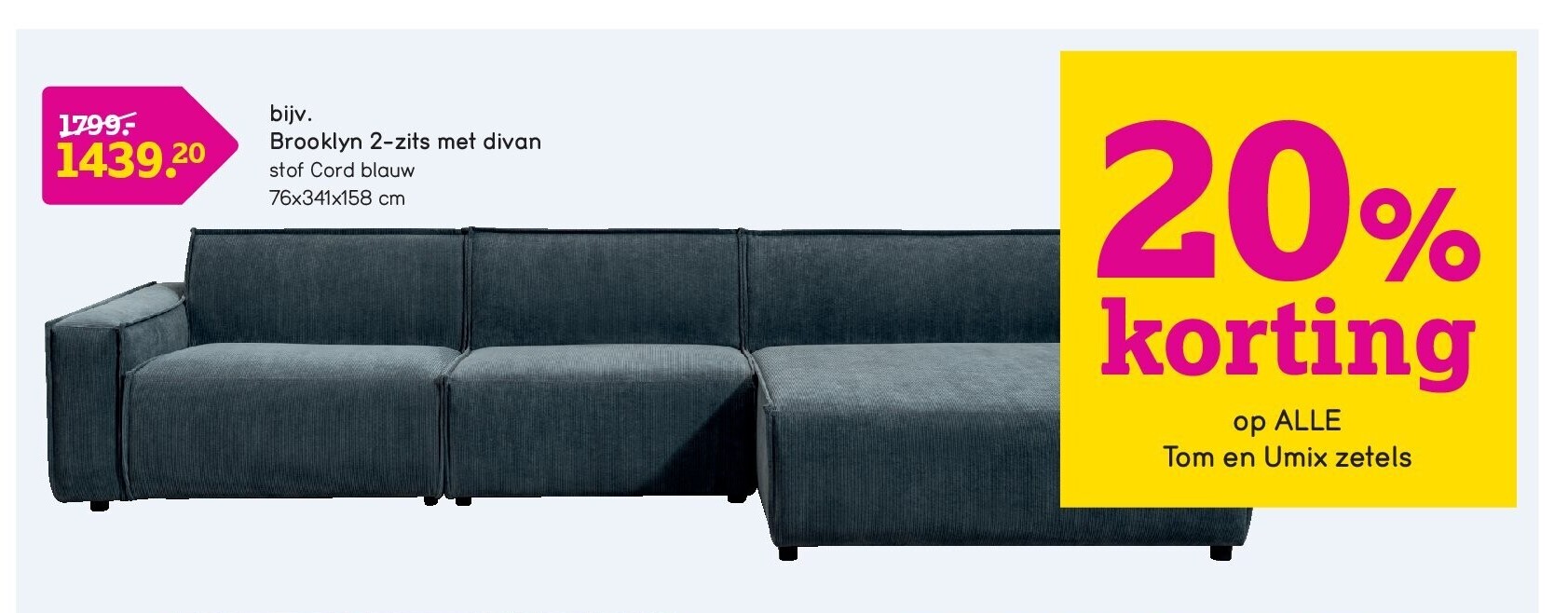 bijv. Brooklyn 2 zits met divan