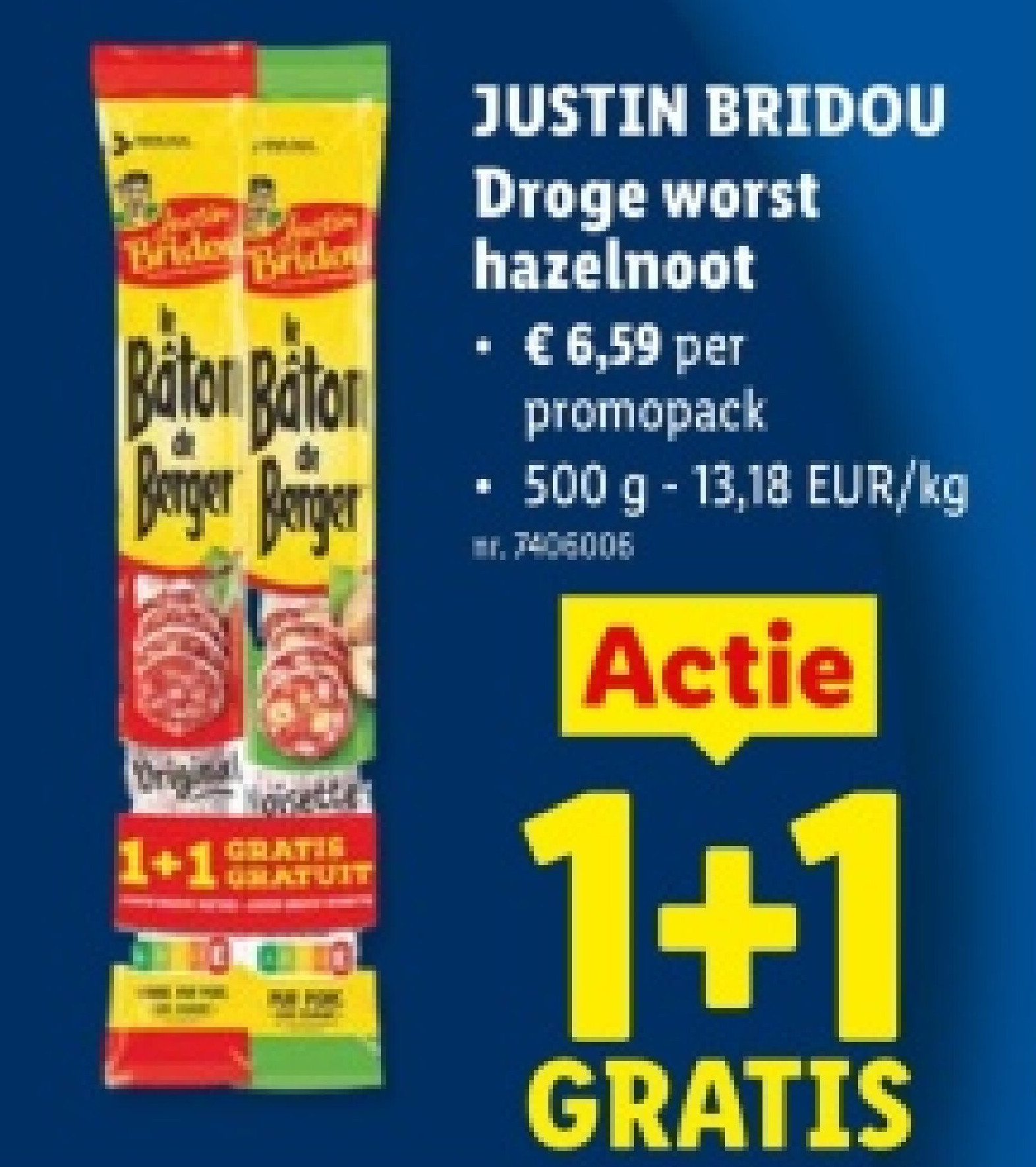JUSTIN BRIDOU Droge worst hazelnoot