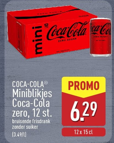 Miniblikjes Coca-Cola zero, 12st.