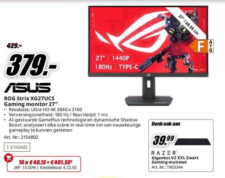 Asus ROG Strix XG27UCS Gaming monitor 27”