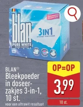 Bleekpoeder in doseerzakjes 3-in-1, 10 st.