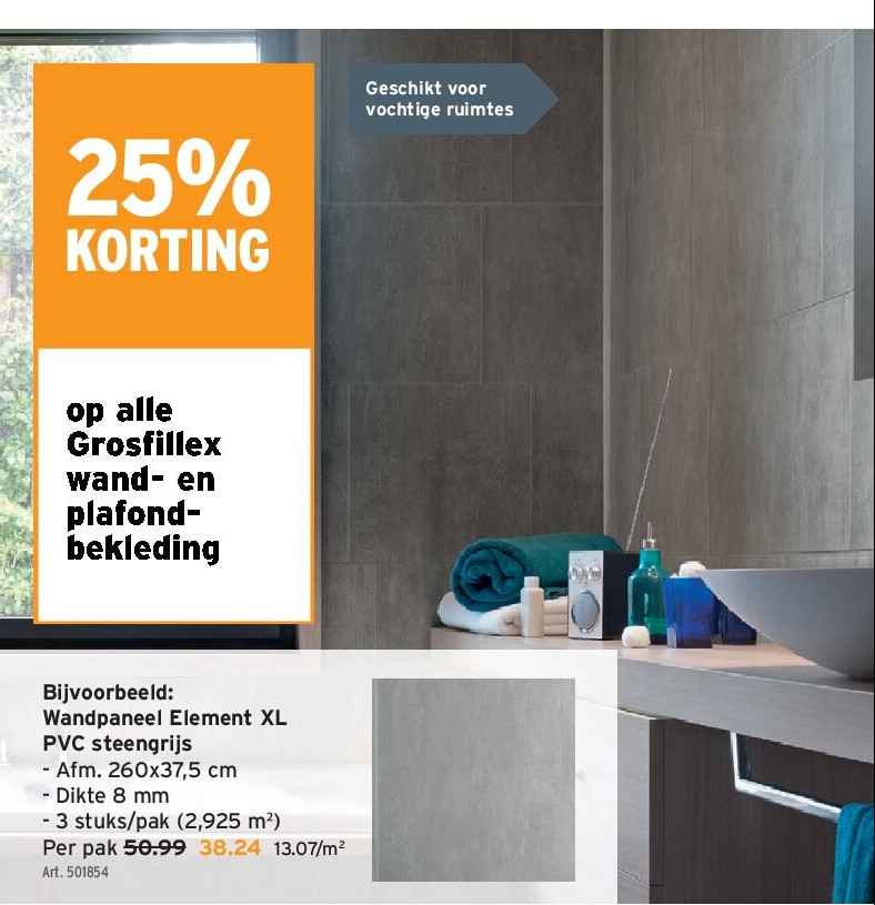 Wandpaneel Element XL PVC steengrijs