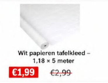 Wit papieren tafelkleed - 1,18 x 5 meter