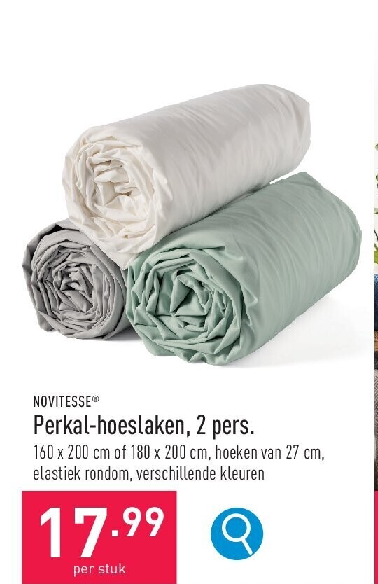 Perkal-hoeslaken, 2 pers.