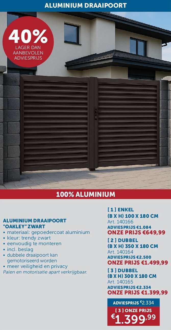 ALUMINIUM DRAAIPOORT "OAKLEY" ZWART