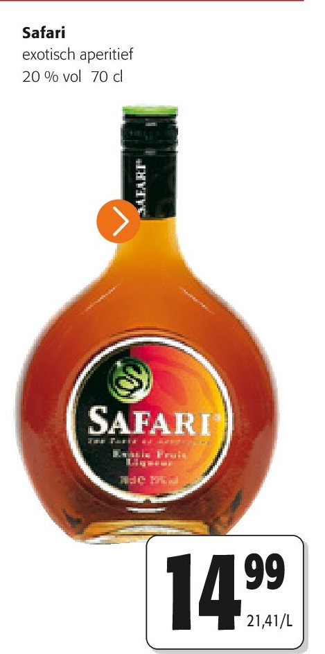 Safari exotisch aperitief 20 % vol 70 cl