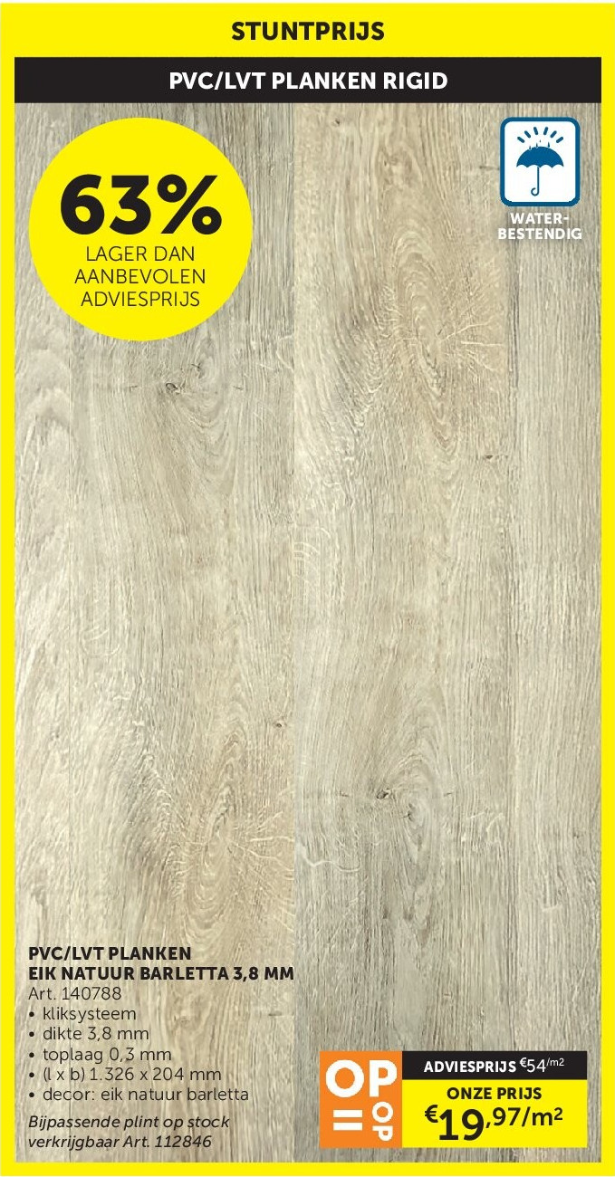 PVC/LVT PLANKEN EIK NATUUR BARLETTA 3,8 MM