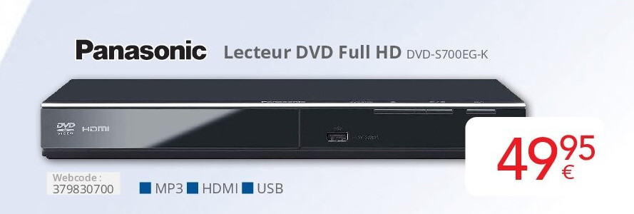 Panasonic Lecteur DVD Full HD DVD-S700EG-K