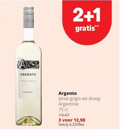 Argento pinot grigio wit droog Argentinië 75 cl