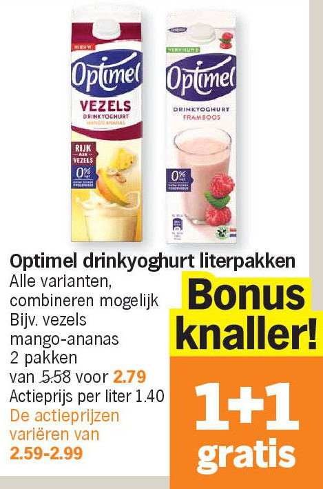Optimel drinkyoghurt literpakken