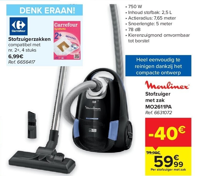 Stofzuiger met zak MO2611PA